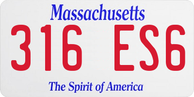 MA license plate 316ES6