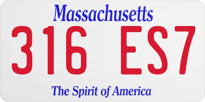 MA license plate 316ES7