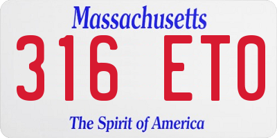 MA license plate 316ET0