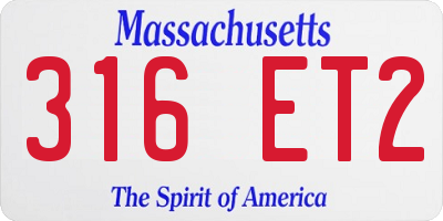 MA license plate 316ET2