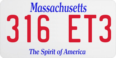 MA license plate 316ET3