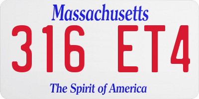 MA license plate 316ET4