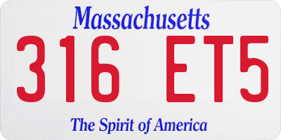 MA license plate 316ET5