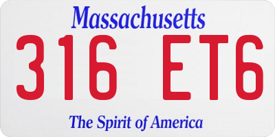 MA license plate 316ET6