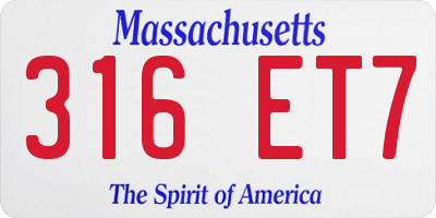 MA license plate 316ET7