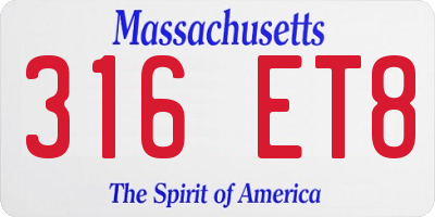 MA license plate 316ET8