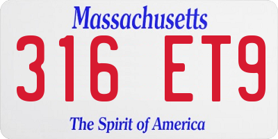 MA license plate 316ET9
