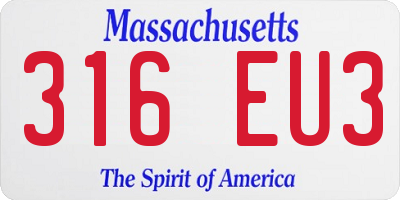 MA license plate 316EU3