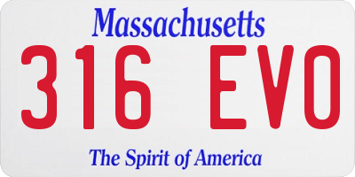 MA license plate 316EV0