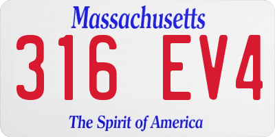 MA license plate 316EV4