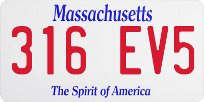 MA license plate 316EV5