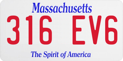 MA license plate 316EV6