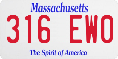 MA license plate 316EW0