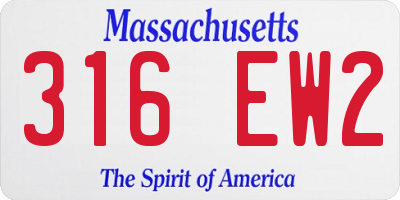 MA license plate 316EW2