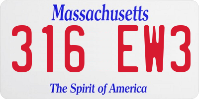 MA license plate 316EW3