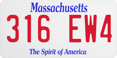 MA license plate 316EW4