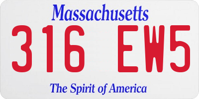MA license plate 316EW5