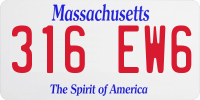 MA license plate 316EW6