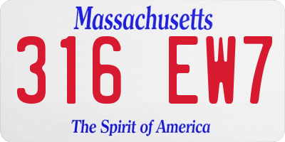 MA license plate 316EW7