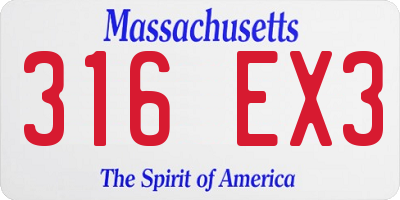 MA license plate 316EX3