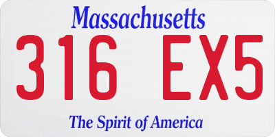 MA license plate 316EX5