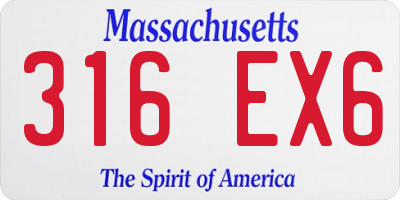 MA license plate 316EX6