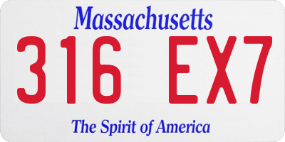MA license plate 316EX7