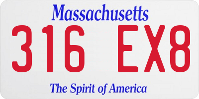 MA license plate 316EX8