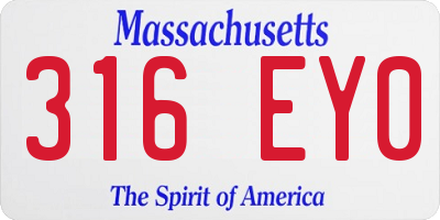 MA license plate 316EY0