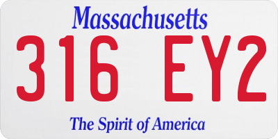 MA license plate 316EY2