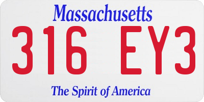 MA license plate 316EY3