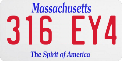 MA license plate 316EY4