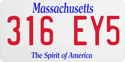 MA license plate 316EY5