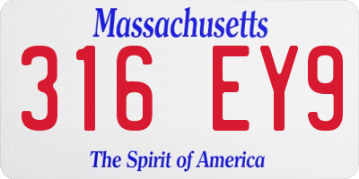 MA license plate 316EY9