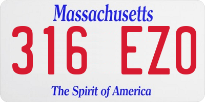 MA license plate 316EZ0