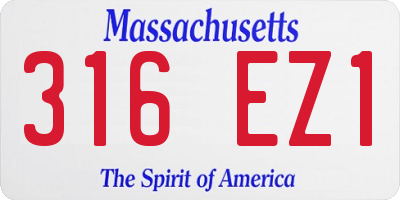 MA license plate 316EZ1