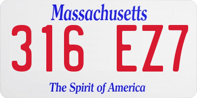 MA license plate 316EZ7