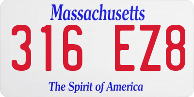 MA license plate 316EZ8