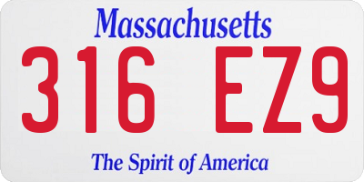 MA license plate 316EZ9