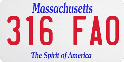 MA license plate 316FA0