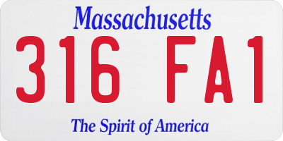 MA license plate 316FA1
