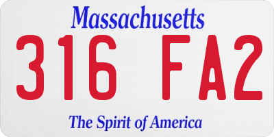 MA license plate 316FA2
