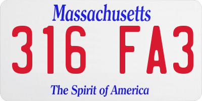 MA license plate 316FA3