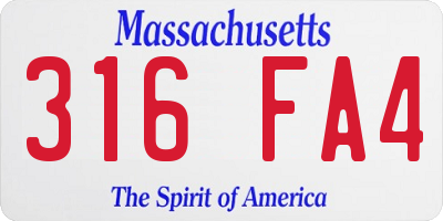 MA license plate 316FA4