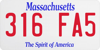 MA license plate 316FA5