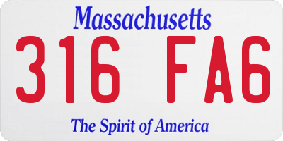MA license plate 316FA6