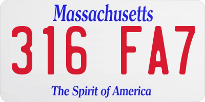 MA license plate 316FA7