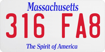 MA license plate 316FA8