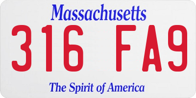 MA license plate 316FA9