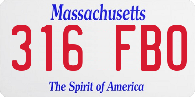 MA license plate 316FB0